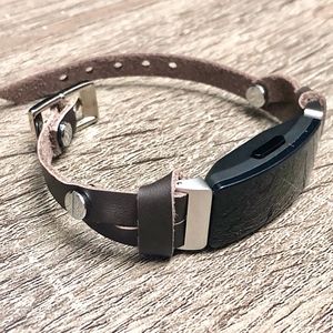 Dark Brown Leather Bracelet for Fitbit Inspire HR
